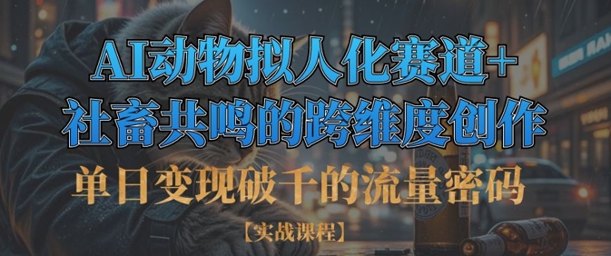 单日变现破千的流量密码，AI动物拟人化赛道+社畜共鸣的跨维度创作-轻创云