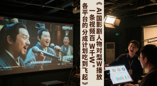 AI三国影视剧人物对口型唱歌玩法，一条视频百W千W播放，各平台的分成计划吃到飞起-轻创云