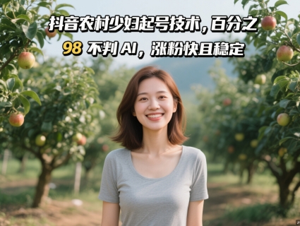 抖音农村少妇起号技术，百分之98不判AI，涨粉快且稳定-轻创云