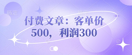 付费文章：客单价500，利润300-轻创云