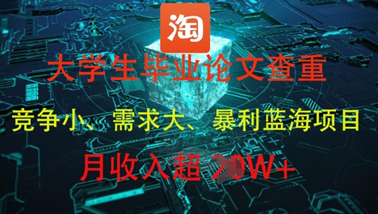 大学生毕业论文查重，暴利蓝海项目，月收入过1W+-轻创云