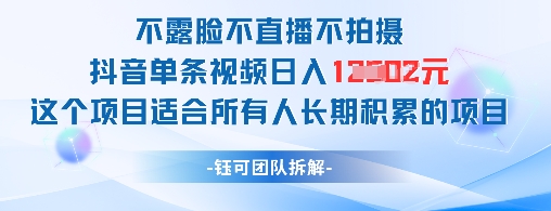 不露脸不直播不拍摄抖音单条视频日入1k+这个项目适合所有人长期积累的项目-轻创云