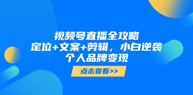 （14819期）视频号直播全攻略，定位+文案+剪辑，小白逆袭个人品牌变现-轻创云