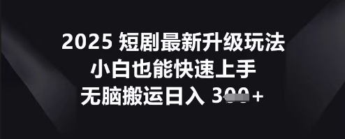 2025短剧最新升级玩法，小白也能快速上手，无脑搬运日入3张-轻创云