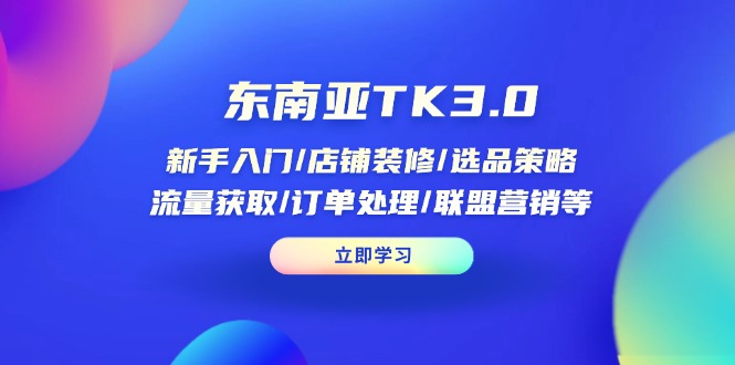 （14208期）东南亚TK3.0：新手入门/店铺装修/选品策略/流量获取/订单处理/联盟营销等-轻创云
