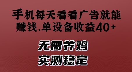 手机每天看看广告就能挣钱，单设备收益40+，无需养鸡，实测稳定【揭秘】-轻创云