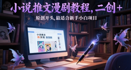 小说推文漫剧教程，二创+原创开头，最适合新手小白项目-轻创云