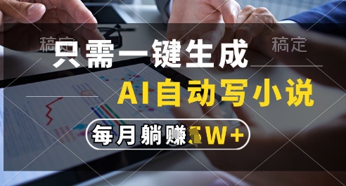只需一键生成，AI全自动写小说，可一键生成120w字，每月躺着收益过1w+【揭秘】-轻创云