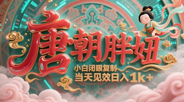 用AI克隆“唐朝胖妞”日更3条，平台疯狂推流，小白闭眼复制，当天见效，日入1k+-轻创云