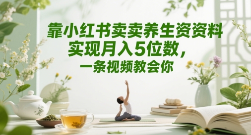 靠小红书卖养生资料实现月入5位数，一条视频教会你-轻创云