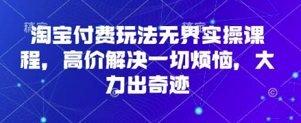 淘宝付费玩法无界实操课程，高价解决一切烦恼，大力出奇迹-轻创云