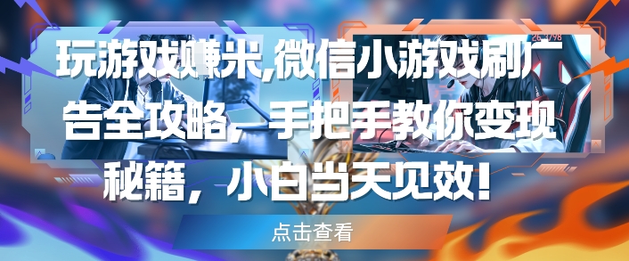 玩游戏挣米，微信小游戏刷广告全攻略，手把手教你变现秘籍，小白当天见效-轻创云