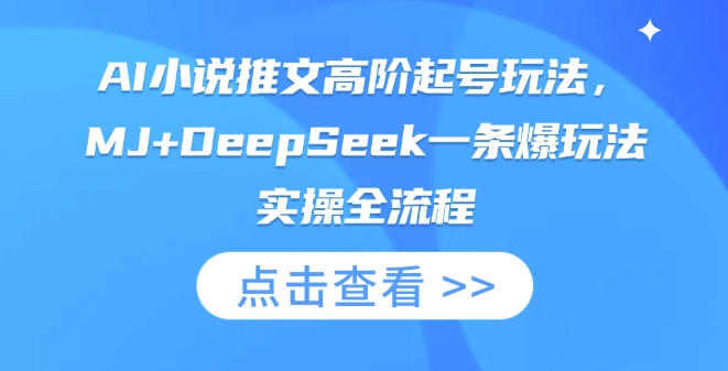 AI小说推文高阶起号玩法，MJ+DeepSeek一条爆玩法实操全流程-轻创云