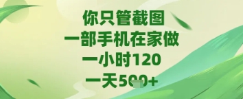 你只管截图，一部手机在家做，苹果安卓都可以，一天5张+【揭秘】-轻创云
