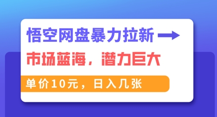 悟空网盘暴力拉新：一单10元，市场空白，日入几张-轻创云