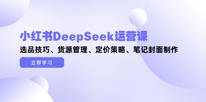 （14748期）小红书DeepSeek运营课，选品技巧、货源管理、定价策略、笔记封面制作-轻创云