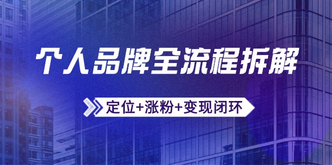 （14799期）个人品牌全流程拆解：定位+涨粉+变现闭环，微信生态运营与资源整合-轻创云