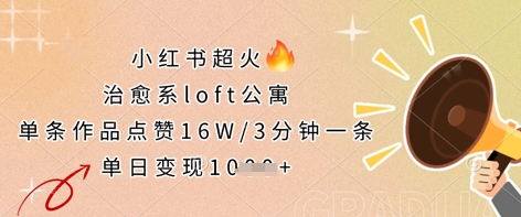 小红书超火的治愈系loft公寓，单条作品点赞16W，3分钟一条，单日变现数张-轻创云