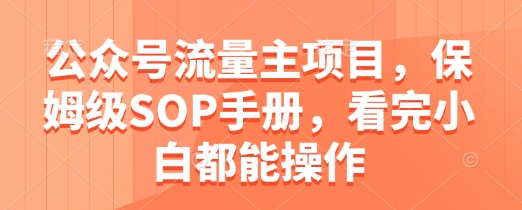 公众号流量主项目，保姆级SOP手册，看完小白都能操作-轻创云