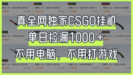 真全网独家CSGO挂G，单日捡漏1k+【揭秘】-轻创云