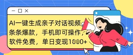 AI一键生成亲子对话视频，条条爆款，一部手机即可操作，单日变现数张-轻创云