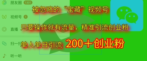 被忽略的“宝藏”视频号引流精准创业粉单人单日引流200+精准粉-轻创云