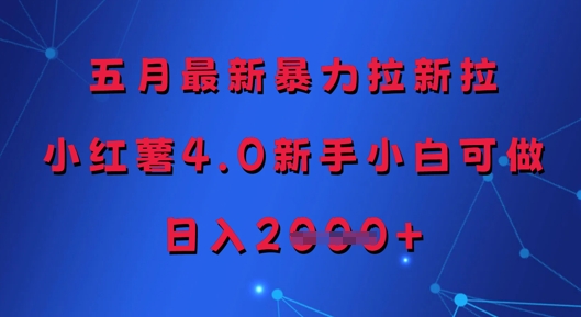 五月最新暴力拉新拉，小红薯4.0新手小白可做，日入多张-轻创云
