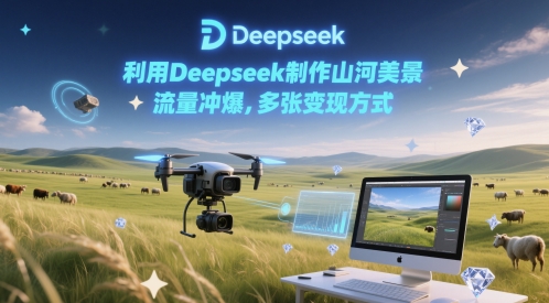 利用Deepseek制作山河美景，流量冲爆，多张变现方式-轻创云