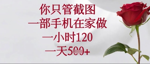 你只管截图，一部手机在家操作，一小时120.一天5张【揭秘】-轻创云