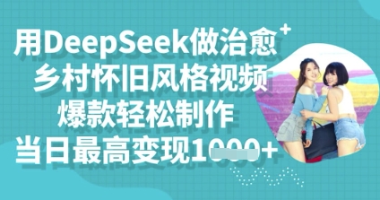 用DeepSeek做治愈乡村怀旧风格视频，爆款轻松制作，当日最高变现多张-轻创云