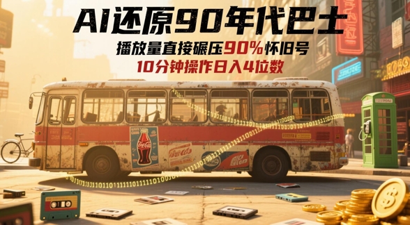 AI还原90年代巴士，一帧就让70后泪崩，播放量直接碾压90%怀旧号，每天操作十分钟，日入四位数-轻创云